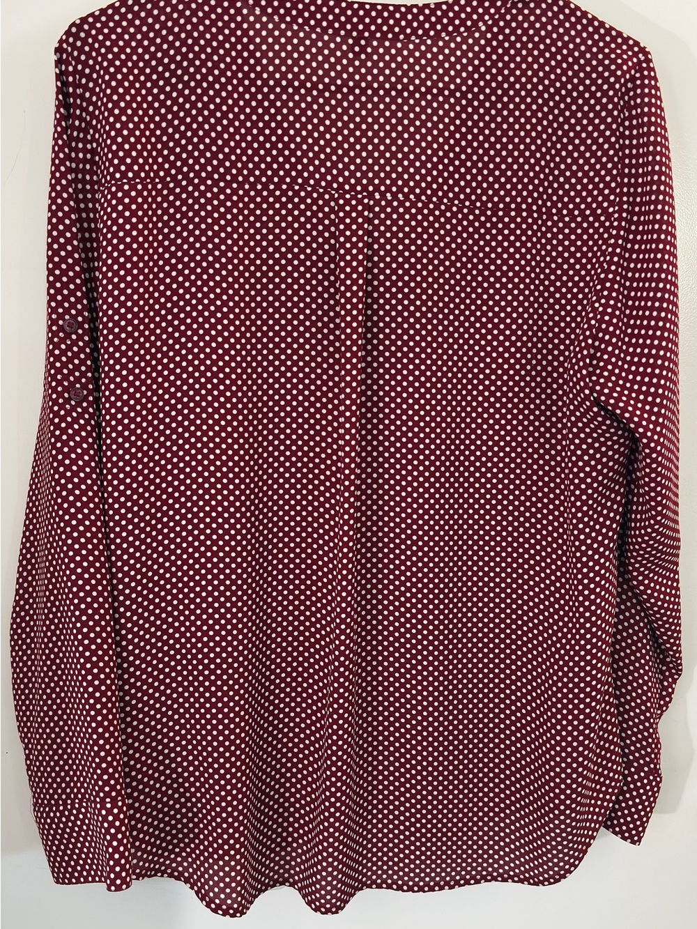 Express Burgundy Polka Dot Zip-Front Blouse Large - Picture 2 of 8